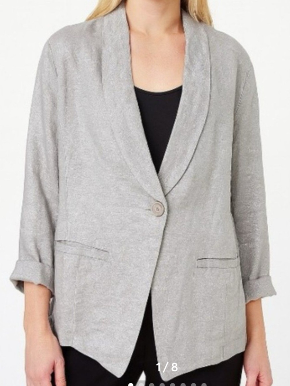 Eileen Fisher Grey Twinkle Linen Jacket Blazer Size 2X - ECU -SALE!